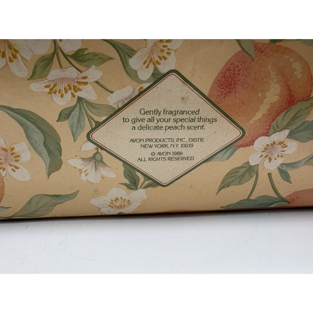 6 Avon Peach Orchard Floral Drawer Liners Paper Sheets NEW Old Stock 1989